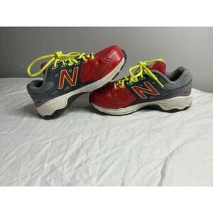 New Balance red and neon jr running shoes size 4